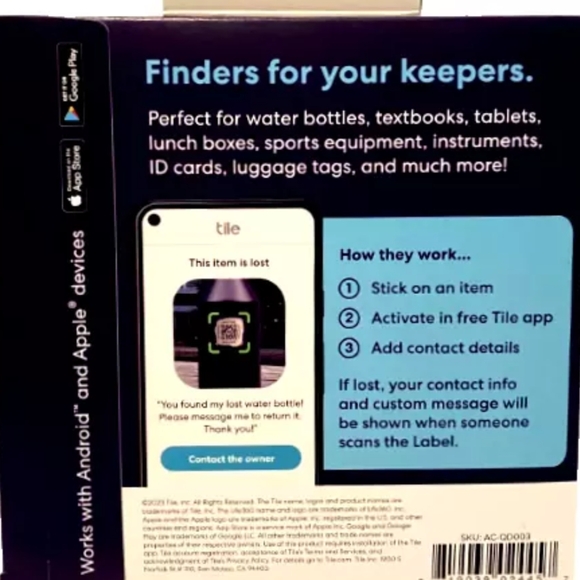 TILE -LIFE 360 TRACKER QR CODE Find lost items! Connect either iPhone or Android - Picture 5 of 5